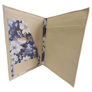 blue floral with cream interior small folio