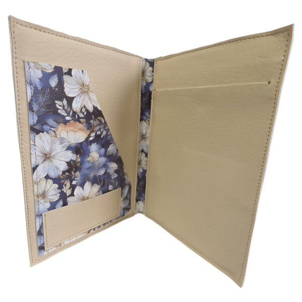 blue floral with cream interior small folio