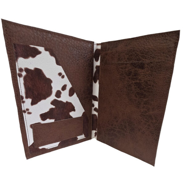 folio featured a brown cow hide vinyl
